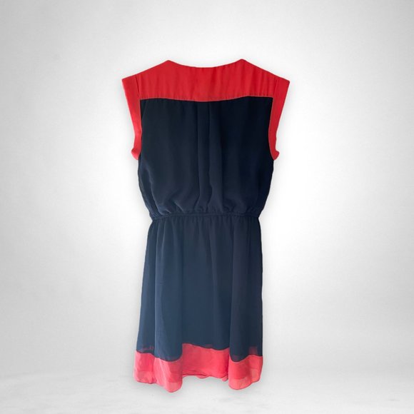 Enfocus Studio Blue 4p Sheer Midi Navy Short Casual Dress - Picture 2 of 3